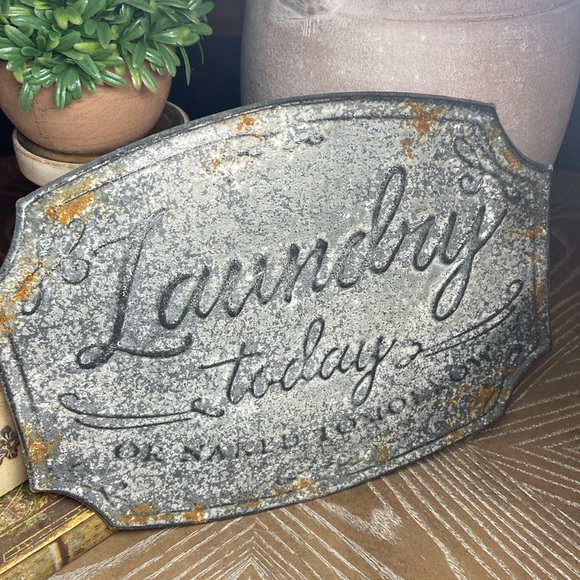 NEW! Shabby Chic Farmhouse Vintage Inspired Laundry Today Or Naked Tomorrow Sign - Picture 2 of 6